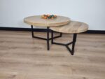 Eiken ronde salontafel set tripod onderstel