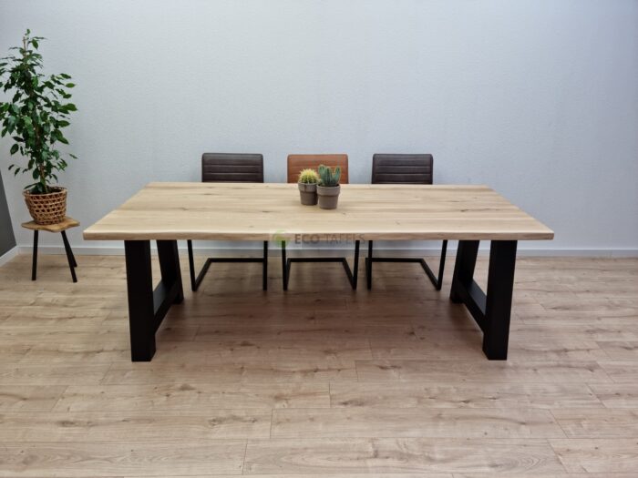 Eiken boomstam tafel met A-Poten - Afbeelding 1