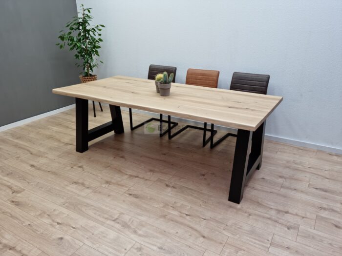 Eiken boomstam tafel met A-Poten - Afbeelding 2