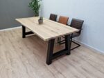 Eiken boomstam tafel met A-Poten - Afbeelding 3