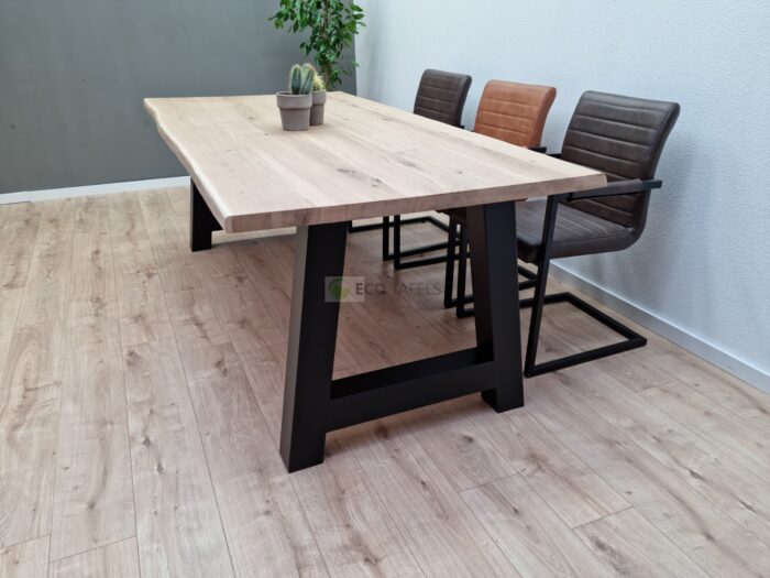 Eiken boomstam tafel met A-Poten - Afbeelding 4