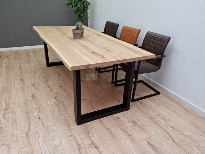 Eiken boomstam tafel met smalle U-Poten - Afbeelding 5