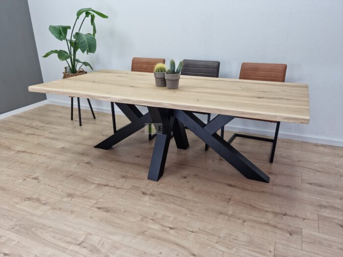 Eiken boomstam tafel met W Onderstel - Afbeelding 2
