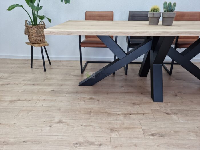 Eiken boomstam tafel met W Onderstel - Afbeelding 4