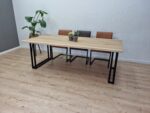 Eiken boomstam tafel met U Strip Poten - Afbeelding 2