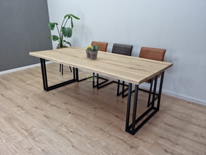 Eiken boomstam tafel met U Strip Poten - Afbeelding 3