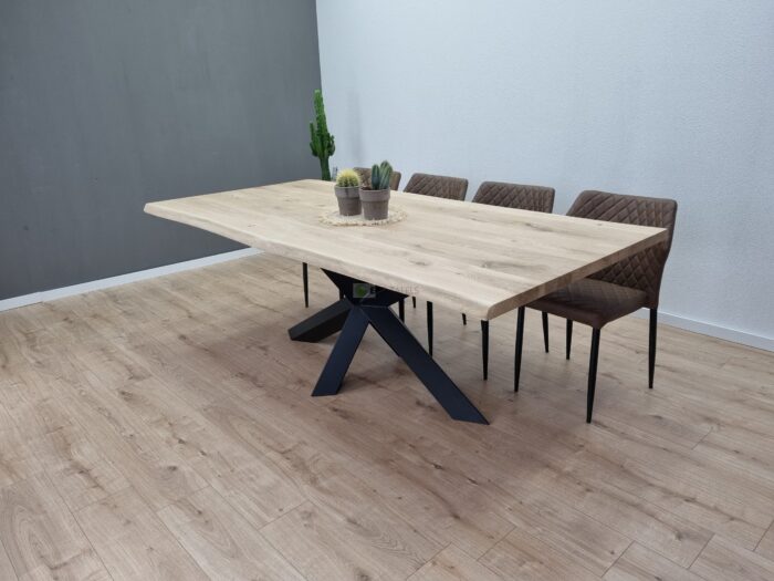 Eiken boomstam tafel met Diamant-Matrix Onderstel - Afbeelding 3