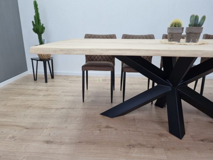 Eiken boomstam tafel met Diamant-Matrix Onderstel - Afbeelding 4