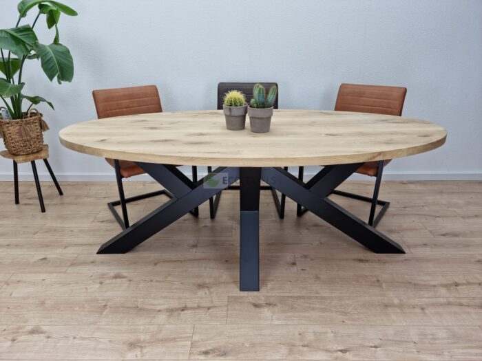 Eiken Ovale tafel W Onderstel - Afbeelding 1