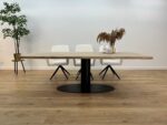 Eiken boomstam tafel met O-Onderstel Ovaal - Afbeelding 3
