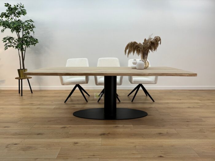 Eiken boomstam tafel met O-Onderstel Ovaal - Afbeelding 3