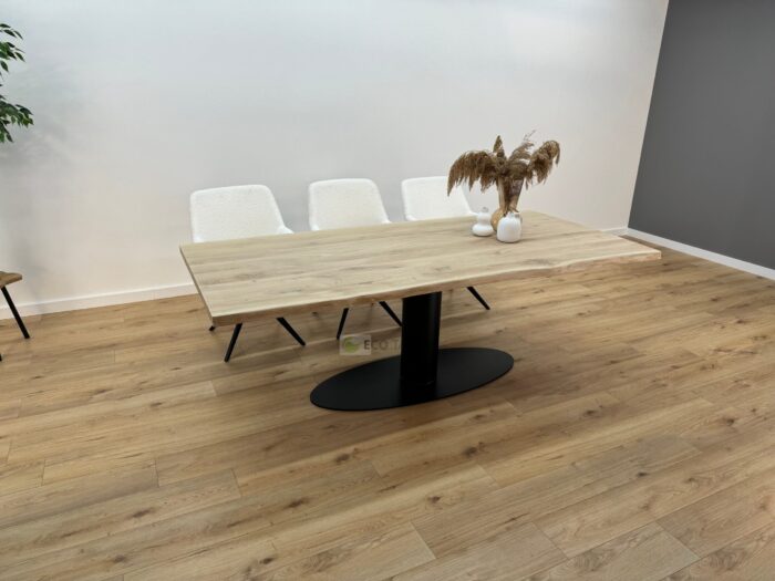 Eiken boomstam tafel met O-Onderstel Ovaal - Afbeelding 1