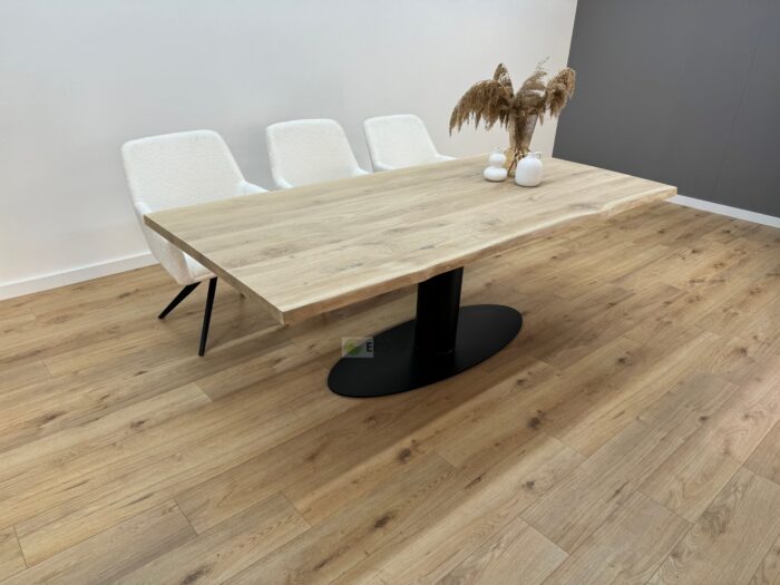 Eiken boomstam tafel met O-Onderstel Ovaal - Afbeelding 2