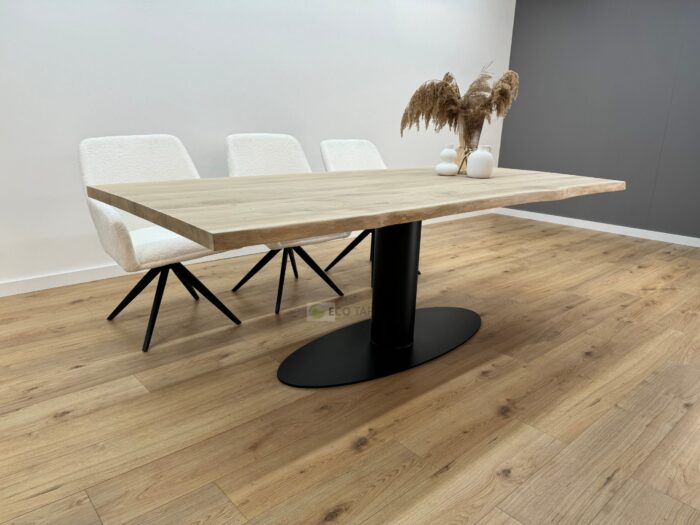 Eiken boomstam tafel met O-Onderstel Ovaal - Afbeelding 4