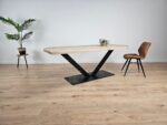 Eiken recht/rond tafel met V-Poot - Afbeelding 5