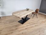 Eiken recht/rond tafel met V-Poot - Afbeelding 4