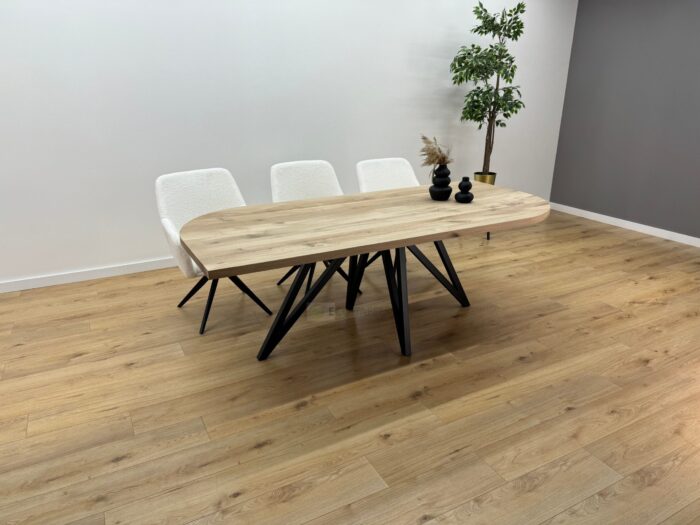 Eiken recht/rond tafel Flower-Onderstel - Afbeelding 1