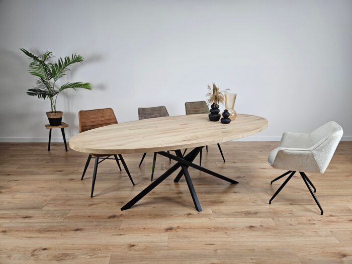 Eiken Ovale tafel met Twist Poot K4 - Afbeelding 7