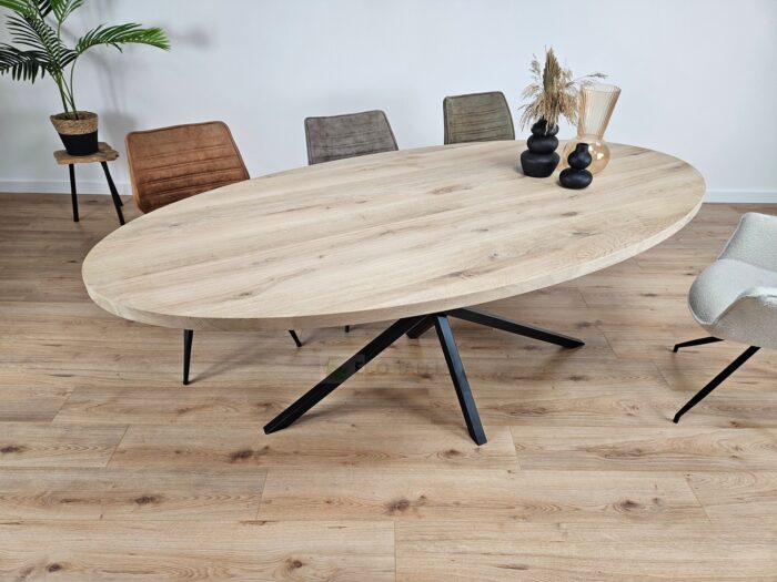 Eiken Ovale tafel met Twist Poot K4 - Afbeelding 6