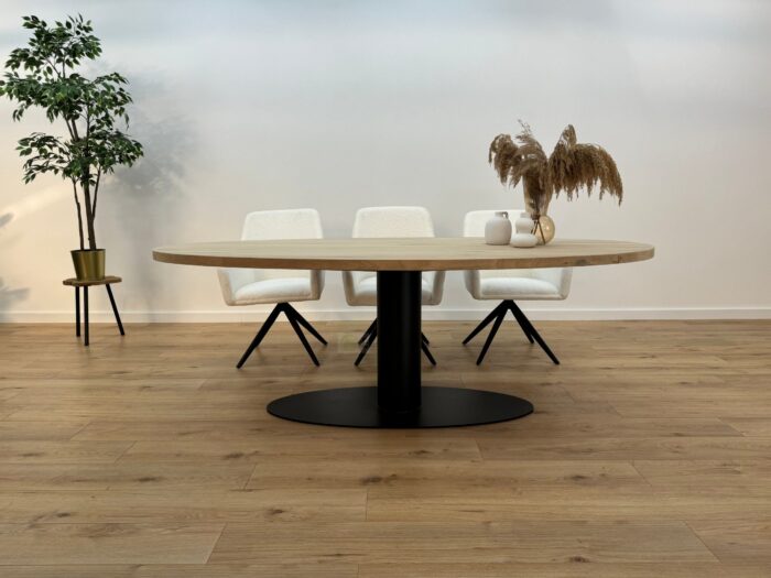 Eiken Ovale tafel met O-Poot ovaal - Afbeelding 2