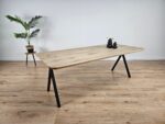 Eiken tafel afgeronde hoeken met Scissor-Poten - Afbeelding 3