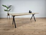 Eiken tafel afgeronde hoeken met Scissor-Poten - Afbeelding 5
