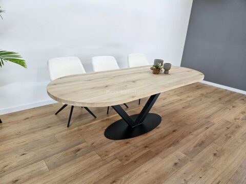 Eiken plat ovale tafel met matrix Sandi