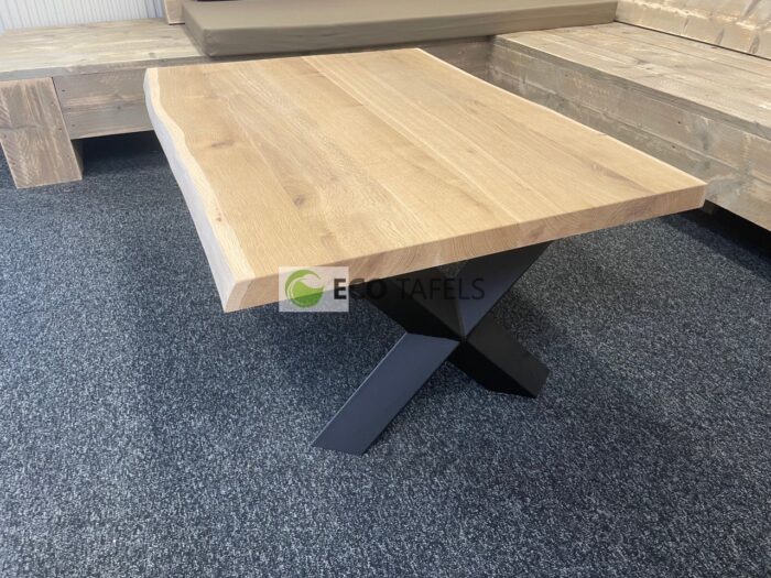 Eiken salontafel Diamant-X onderstel - Afbeelding 1