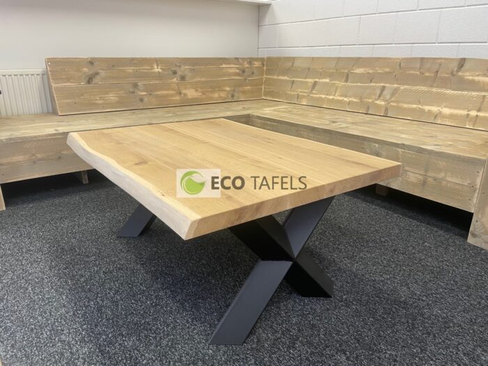 Eiken salontafel Diamant-X onderstel - Afbeelding 2