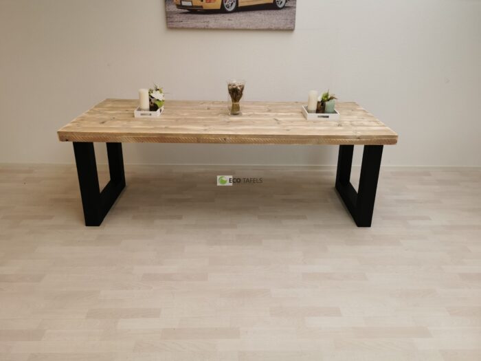 Industriële steigerhout tafel U-Onderstel - Afbeelding 2