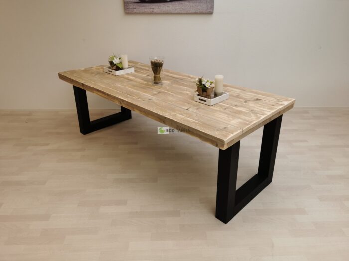 Industriële steigerhout tafel U-Onderstel - Afbeelding 1
